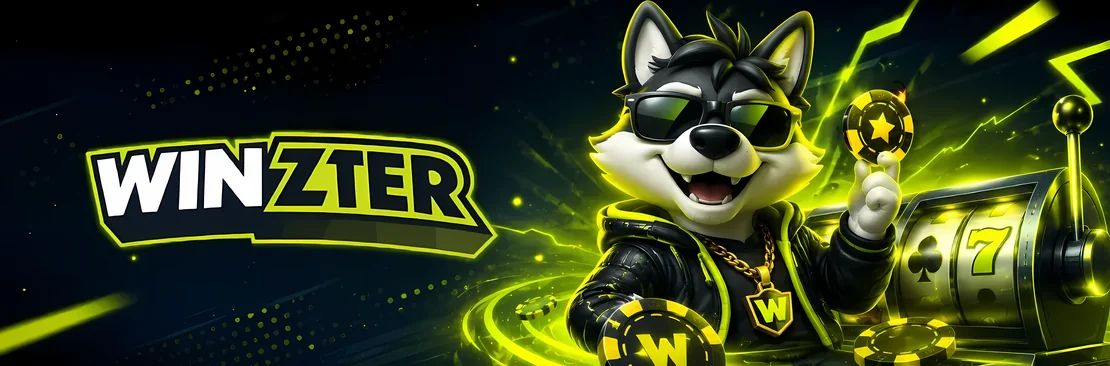 Winzter Casino UK mascot with the lobby and welcome offer